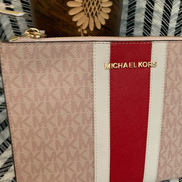 Michael kors mk xl zip clutch ballet pink red - Picture 2 of 8